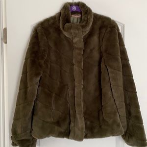 Willow & Root Faux Fur Green Jacket